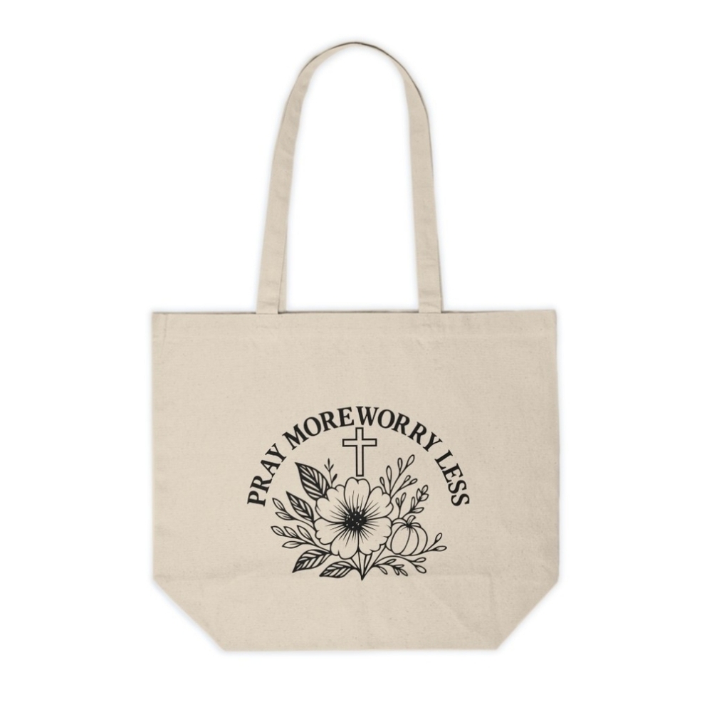 Pray More Worry Less Canvas Tote Bag | Christian Canvas Tote Bag | Faith Gift